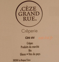 Cèze Grand Rue menu